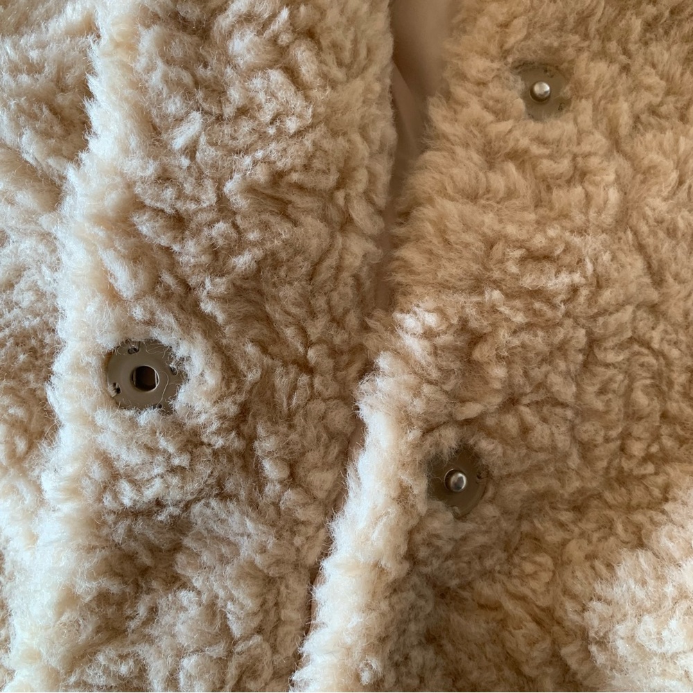 JAKKE Katrina Free People Faux Fur Coat Biscuit Size 10 Mob Wife Aesthetic Belt - Picture 13 of 14